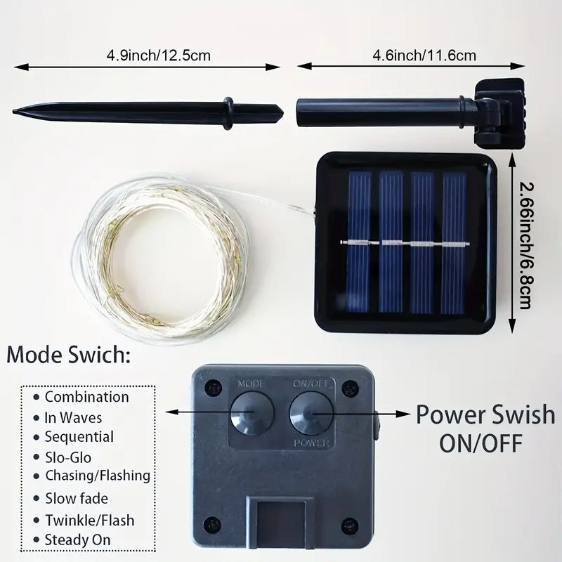 LUCES NAVIDEÑAS CON PANEL SOLAR 20M ⭐